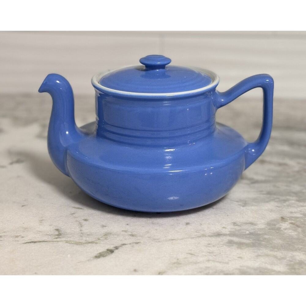 Vintage MCM Hall Pottery 1940s Coffeelator Large Coffee Pot USA Sky Blue